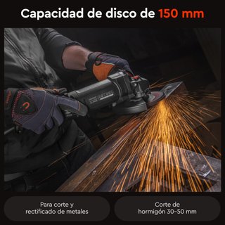 Amoladora Angular 1100W 150mm con 6 Velocidades