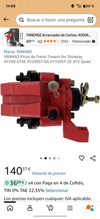 Pinza de freno trasero roja