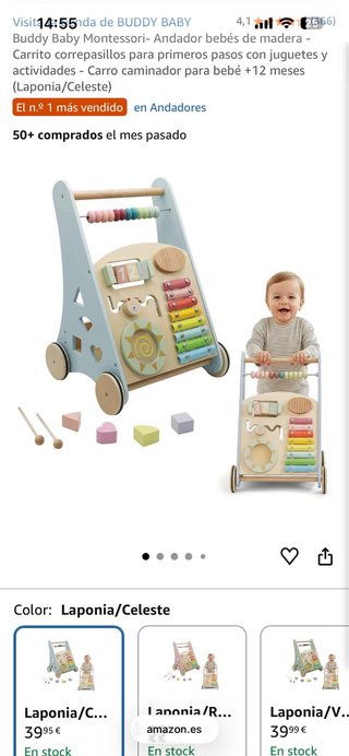 Andador Bebé Madera Buddy Baby Montessori