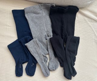 Leotardos bebé 3 pares azul marino, gris y negro.