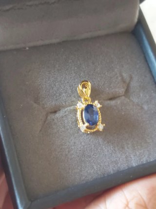 Colgante Zafiro Azul Ovalado