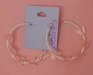 Pendientes aro perlas y mariposas