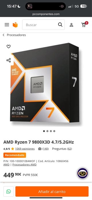 AMD Ryzen 7 9800X3D 4.7/5.2GHz