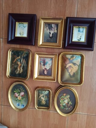 Lote de 9 cuadros antiguos