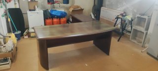 Mesa de despacho en L, madera maciza