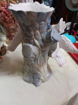 Jarrón Cacatúas Vintage Colección Porcelana