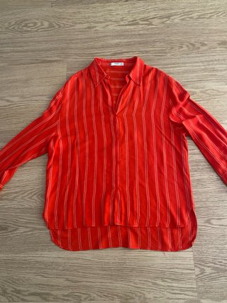 Blusa Mango Roja Rayas Blancas Talla M
