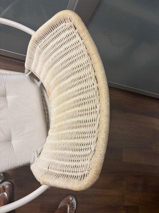 Silla de escritorio mimbre y metal con cojin