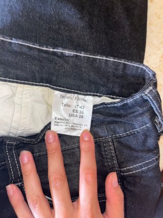 Pantalón vaquero negro moto mujer