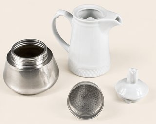 Caffettiera Moka Porcellana e Inox Anni '60