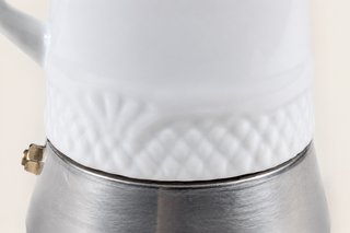 Caffettiera Moka Porcellana e Inox Anni '60