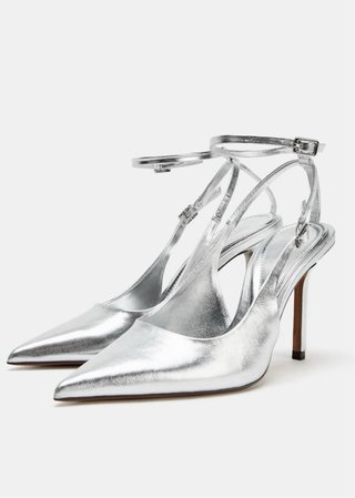 Zapatos de tacón plateados Zara