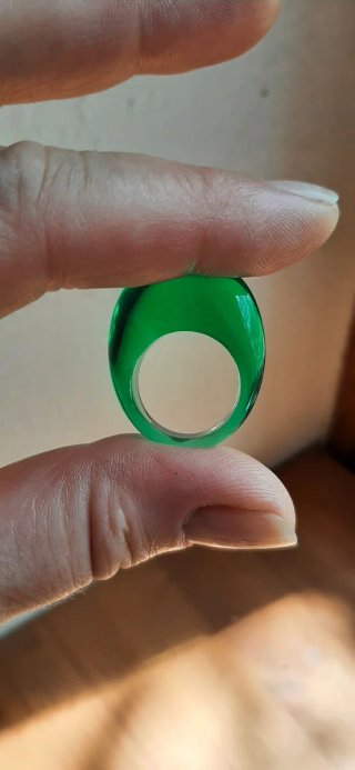 Anello resina verde vintage anni 80