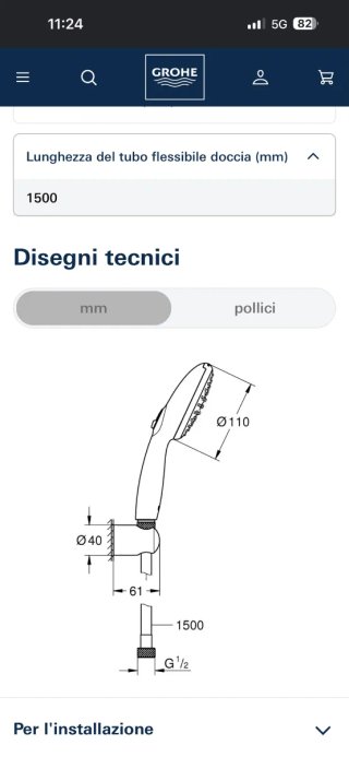 Doccino Grohe Tempesta 110mm