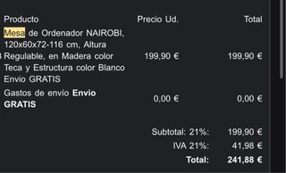 Mesa Elevable NAIROBI 120x60cm
