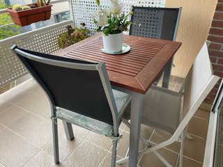 Mesa y 2 Sillas Jardín Madera y Metal