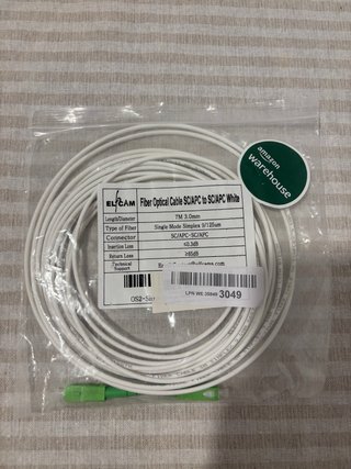 Cable Fibra Óptica SC/APC a SC/APC Blanco 7m