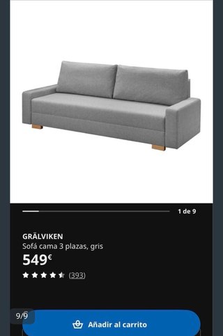 Sofá Cama Gris Tela