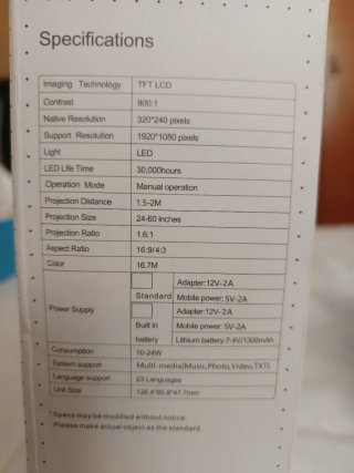 Mini Proyector LED TFT LCD 1920x1080