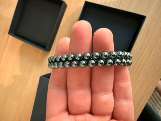 Pulsera Lotus Hematites Negra y Gris