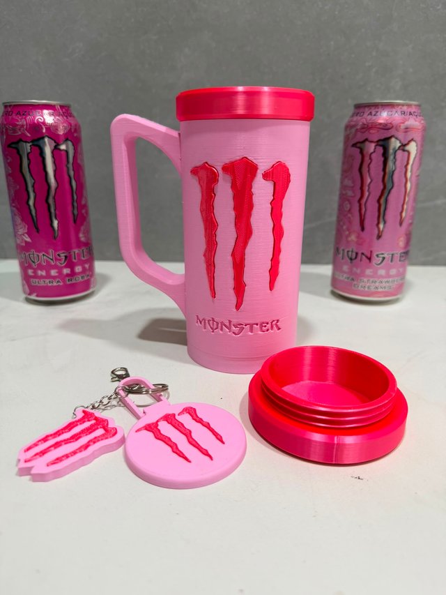 Copo Monster Energy 3D Personalizado Rosa