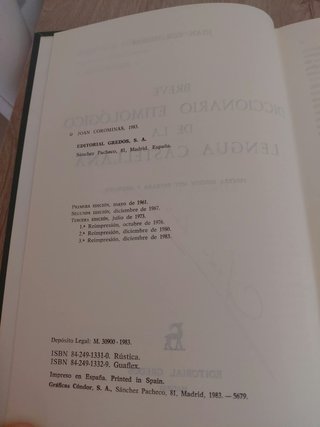 Breve diccionario etimológico de la lengua