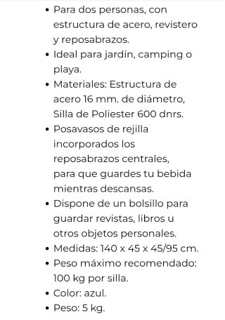 Sillas plegables playa/camper azul
