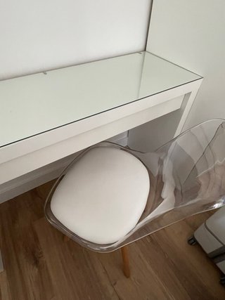 Tocador escritorio cristal blanco. NUEVO, sin usar