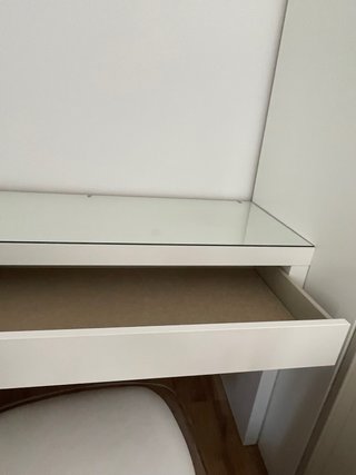 Tocador escritorio cristal blanco. NUEVO, sin usar