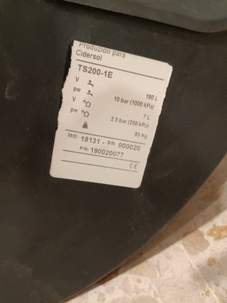 Depósito solar 190L + 7L con resistencia