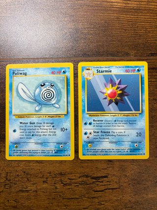 Cartas Pokémon Poliwag 59 y Starmie 64 Base Set