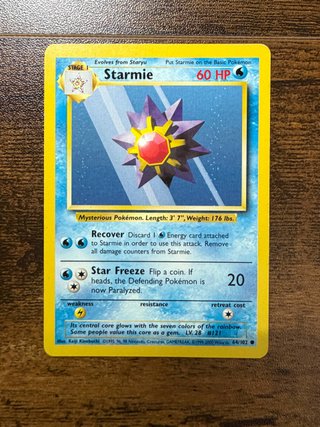 Cartas Pokémon Poliwag 59 y Starmie 64 Base Set