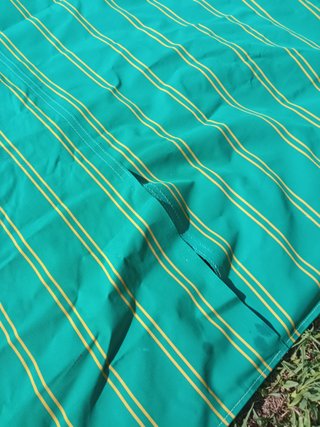TELA TOLDO TURQUESA RAYAS AMARILLAS