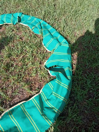 TELA TOLDO TURQUESA RAYAS AMARILLAS