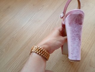 Sandalias tacón terciopelo rosa talla 38