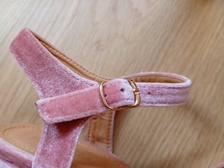 Sandalias tacón terciopelo rosa talla 38