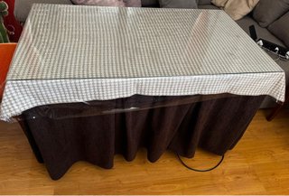 Mesa camilla cristal y tela