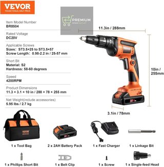 VEVOR BR8504 (2x batteries + charger)