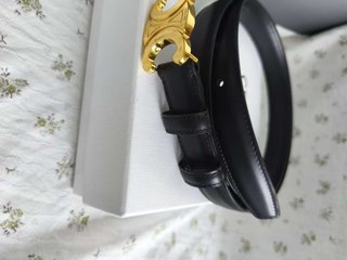 Cinturón Celine Triomphe Hebilla Oro Negro