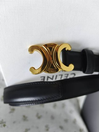 Cinturón Celine Triomphe Hebilla Oro Negro