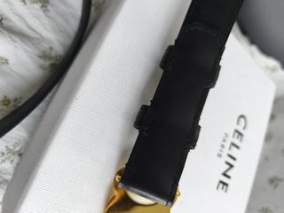 Cinturón Celine Triomphe Hebilla Oro Negro