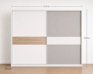 Armario puertas correderas gris y blanco