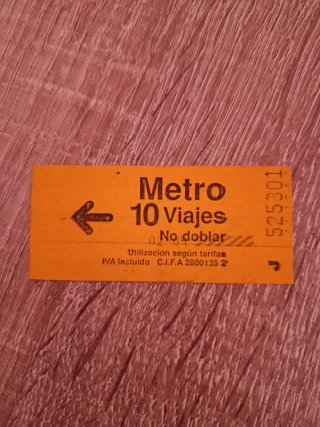 Billete Metro Sencillo 19 X 84