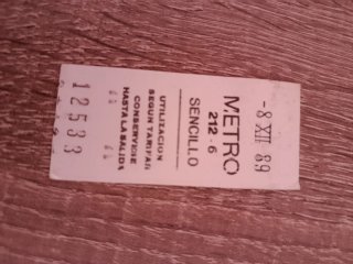 Billete Metro Sencillo 19 X 84