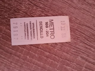 Billete Metro Sencillo 19 X 84