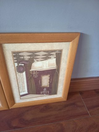 2 Cuadros Decorativos Baño Madera