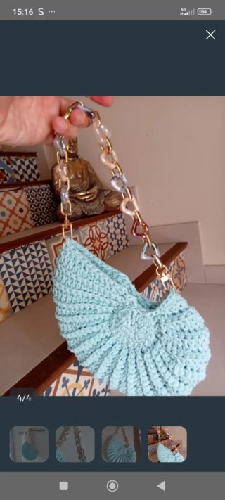 Bolso caracol azul y multicolor, elige cadena