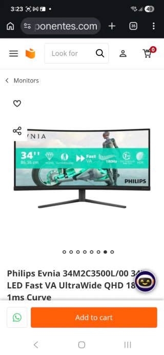 Monitor Curvo Philips Evnia 34 Como Nuevo
