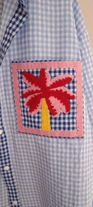 Camisa vichy azul y blanca talla M
