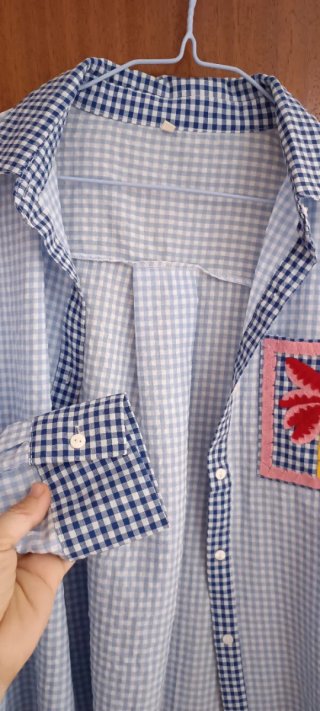 Camisa vichy azul y blanca talla M